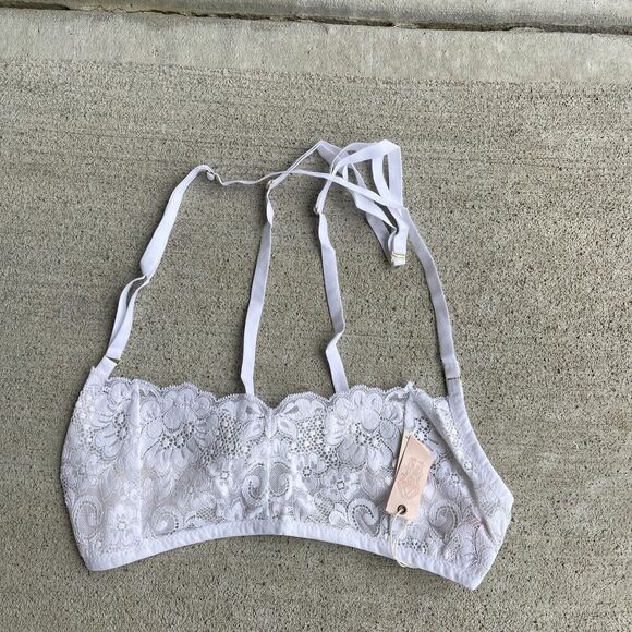 HAH by‎ Free People Demi Bra Size Medium Blanc Floral Lace Convertible Strap NEW - Picture 2 of 8